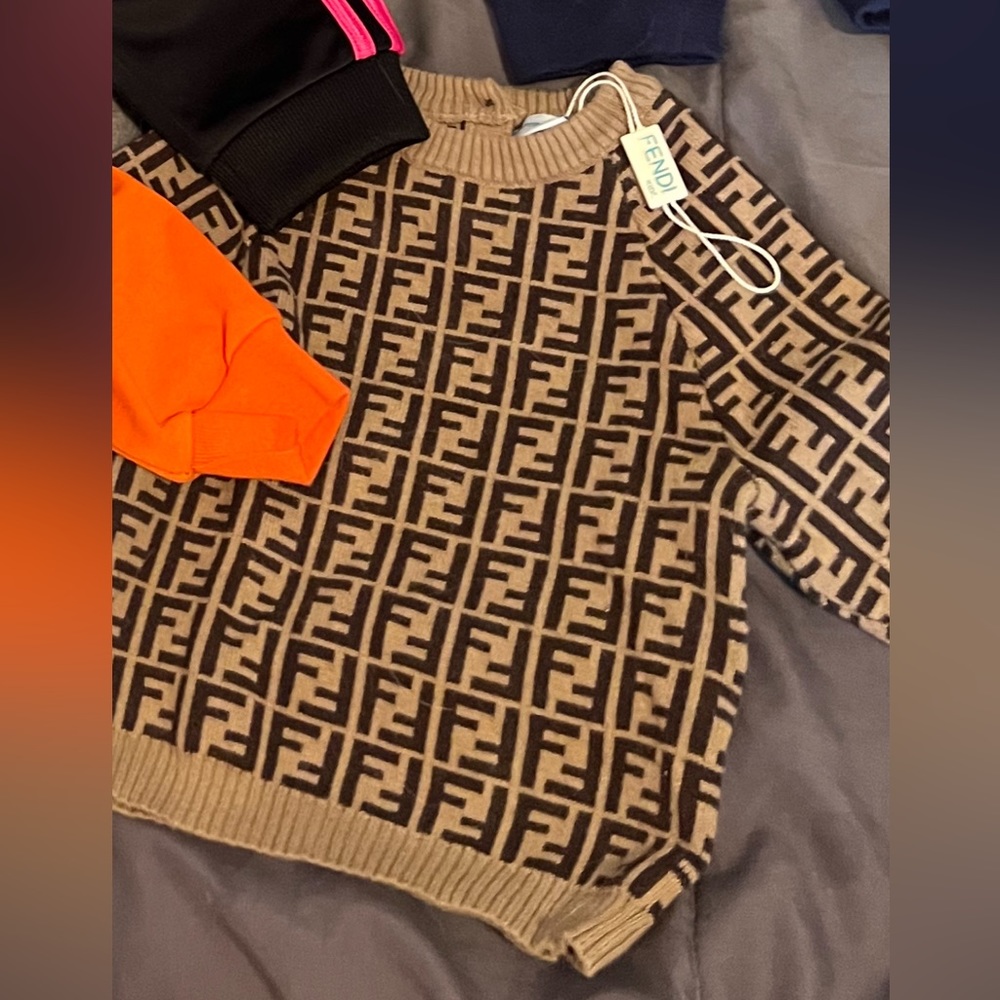 Tan knitted Fendi baby and toddler sweater 12m & 2t